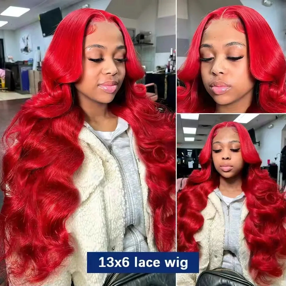 Hot Red 13x6 Hd Lace Frontal Human Hair Wigs Brazilian Colored Body Wave Lace Front Wig 13x4 4x4 5x5 Closure Wig For Women