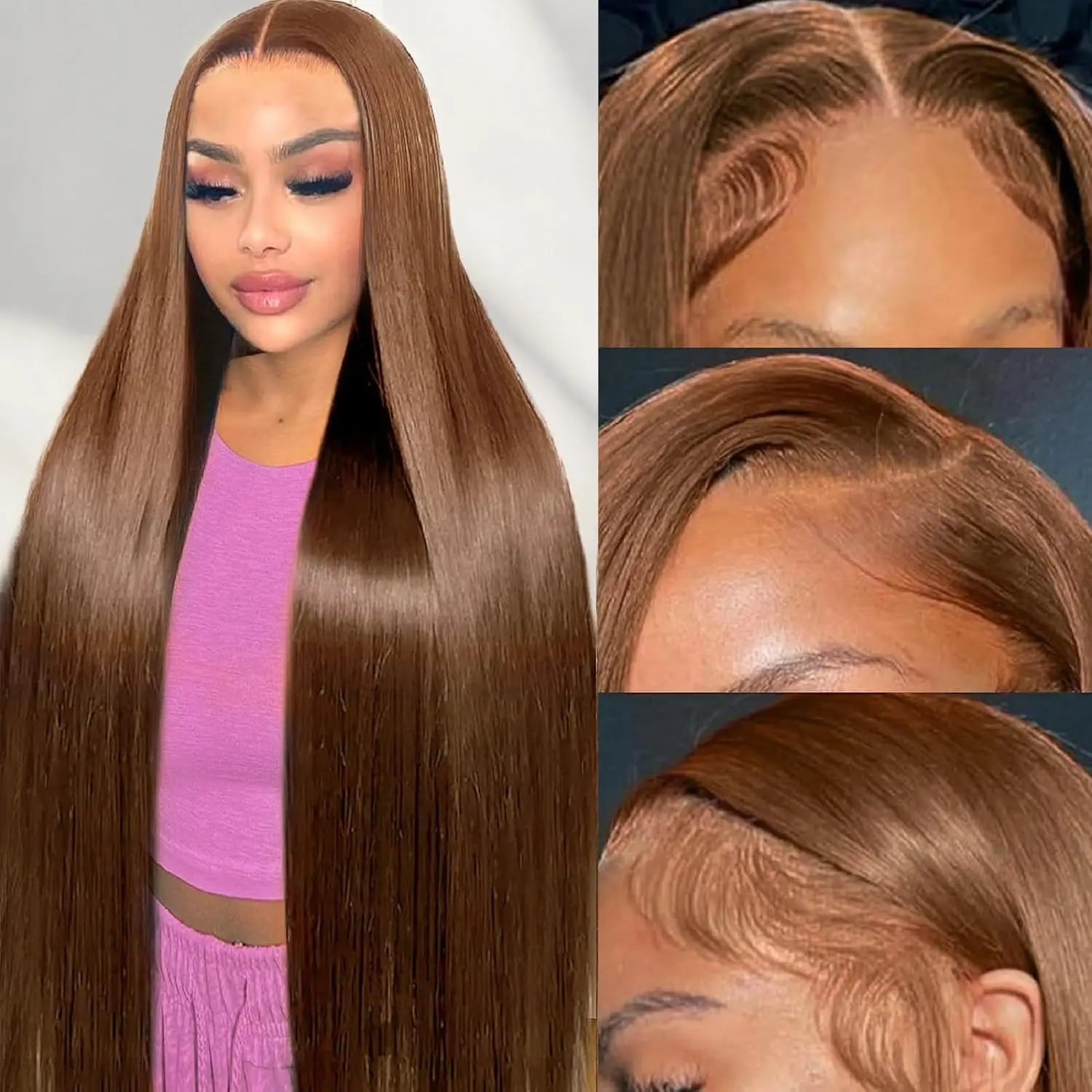 13x6 Straight Chocolate Brown Hd Lace Front Wig Human Hair Chocolate Brown 220 Density Human Hair Frontal Lace Wigs For Women