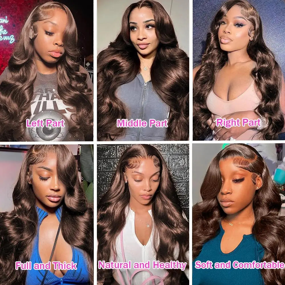 13x4 Chocolate Brown Body Wave Lace Front Wig 30 36 Inch 100% Brazilian Human Hair Wigs Lace Front Wig 13x6 Brown Wig For Women