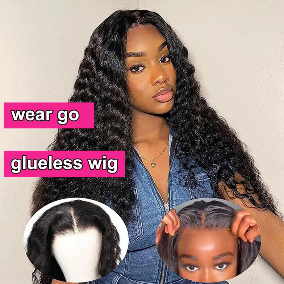 Curly Glueless Wigs Human Hair Ready To Wear 13x6 Deep Wave Hd Lace Front Human Hair Wig Transparent Curly Water Wave Lace Wigs
