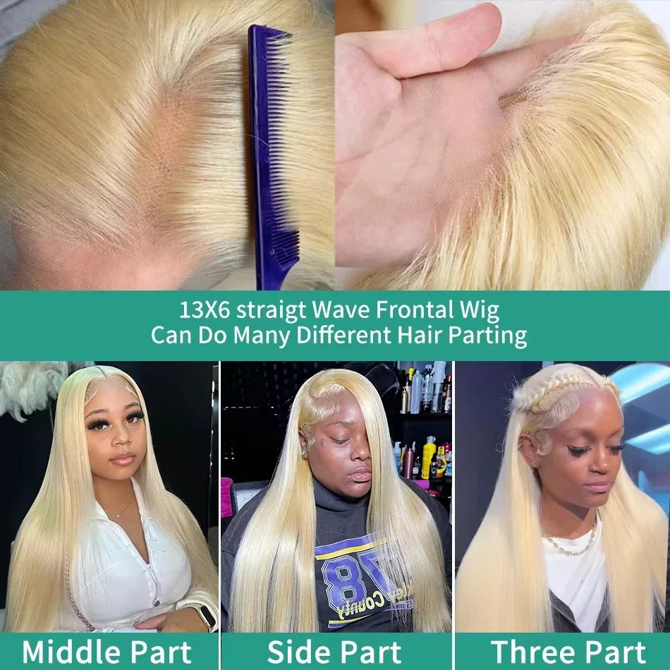 13x4 13x6 HD Transparent Full Frontal Lace 613 Blonde Colored Straight Human Hair Wigs Lace Front Wigs For Women 34 Inches