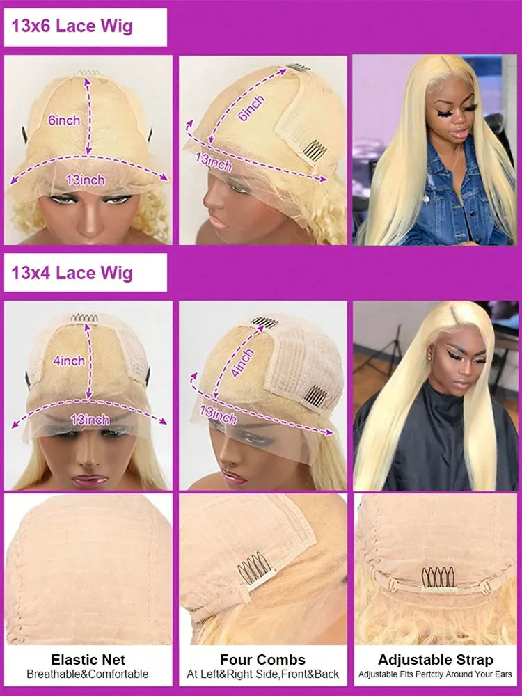 Blonde Wig Straight 613 Hd Lace Frontal Wig 13X6 13X4 Transparent Brazilian Straight Lace Front Wigs  30 34 Inch Human Hair