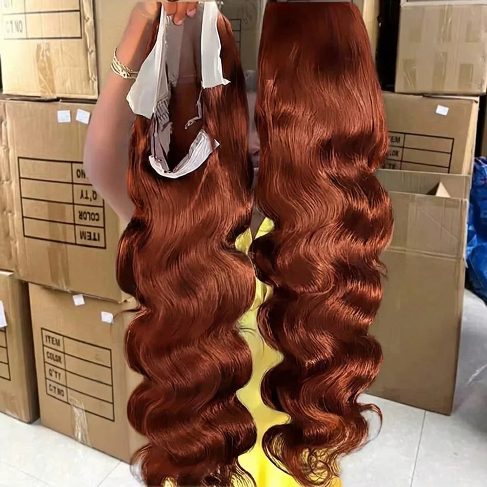 Reddish Brown 13x4 13x6 Lace Front Wigs Human Hair Pre Plucked 250 Density Body Wave Colored Human Hair Lace Frontal Human Wig
