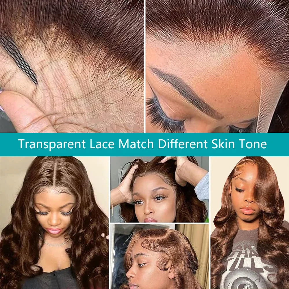 Body Wave Chocolate Brown Lace Front Wigs Human Hair 13x4 13x6 HD Lace Frontal Wig For Women Peruvian Lace Wigs Natural Hairline