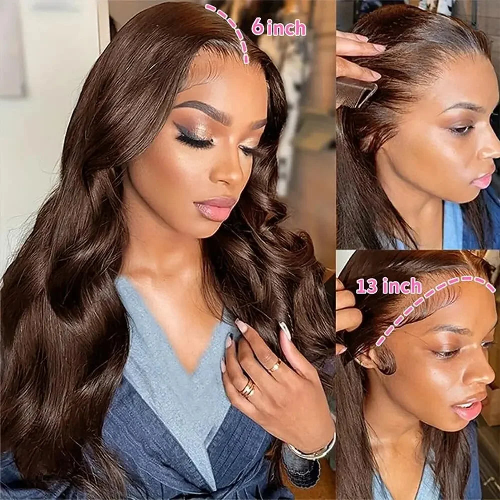 13x4 13x6 Hd Lace Frontal Wig Brazilian Human Hair Wigs Chocolate Brown Body Wave Lace Front Human Hair Wigs For Women