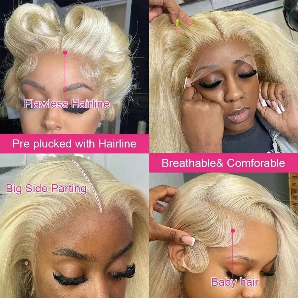 613 Body Wave Human Hair Wig 13x6 Hd Lace Frontal Wig Pre Plucked Brazilian 30 inch Blonde 613 Lace Front Wigs 13x4 Lace Wig