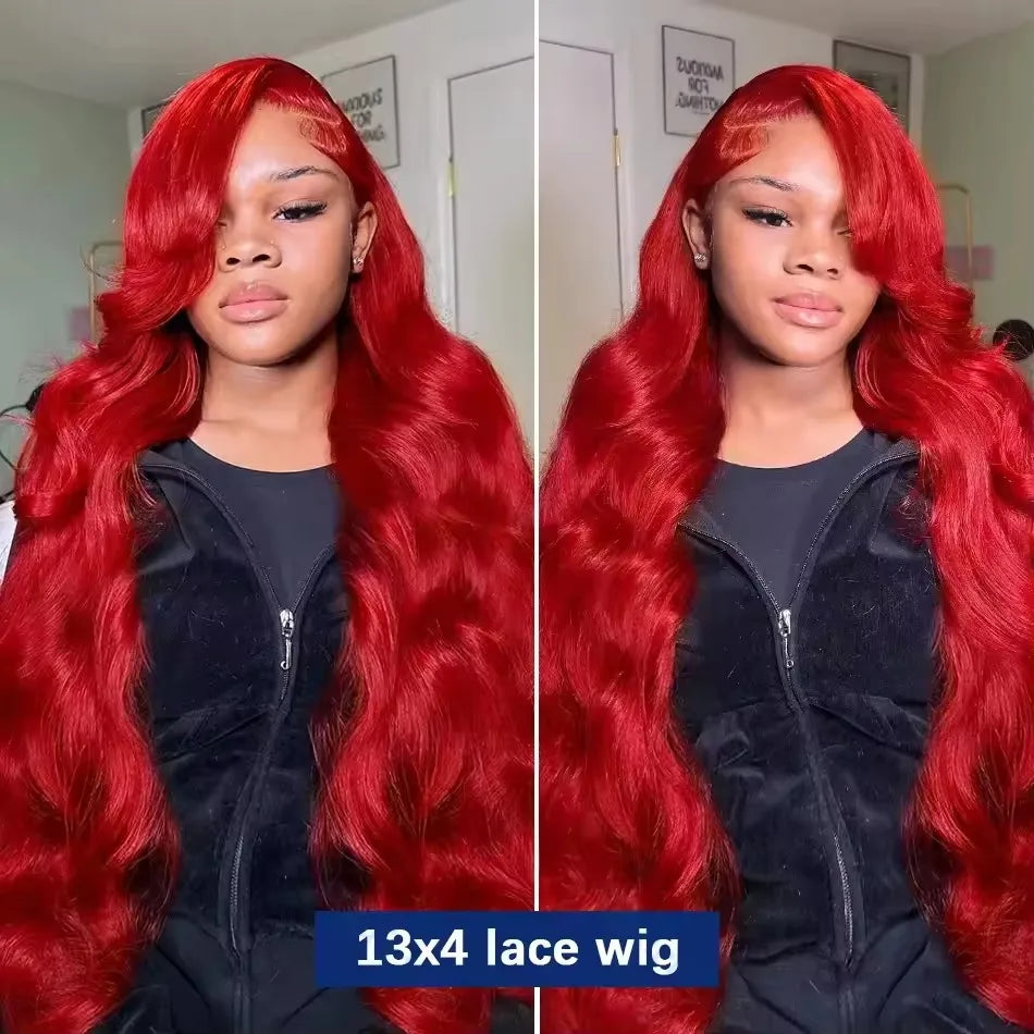 Hot Red 13x6 Hd Lace Frontal Human Hair Wigs Brazilian Colored Body Wave Lace Front Wig 13x4 4x4 5x5 Closure Wig For Women
