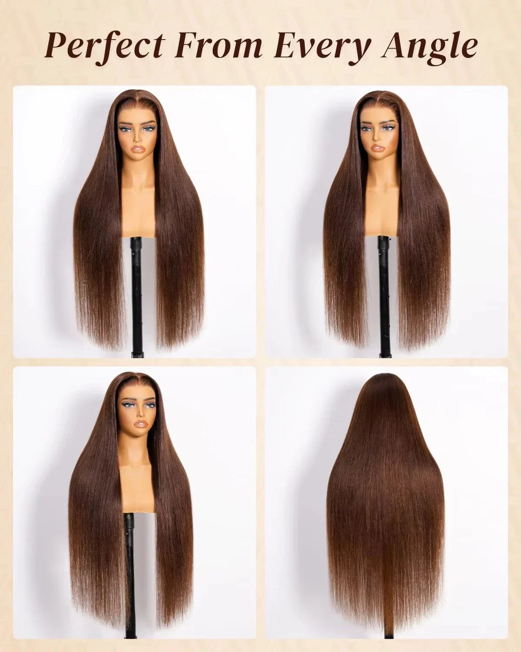13x6 Straight Chocolate Brown Hd Lace Front Wig Human Hair Chocolate Brown 220 Density Human Hair Frontal Lace Wigs For Women