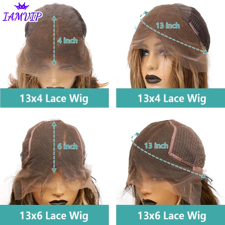 13x4 13x6 Hd Highlight Body Wave Lace Front Wig For Women Remy P4/27 Ombre Human Hair Lace Frontal Human Hair Wigs Choice Glue