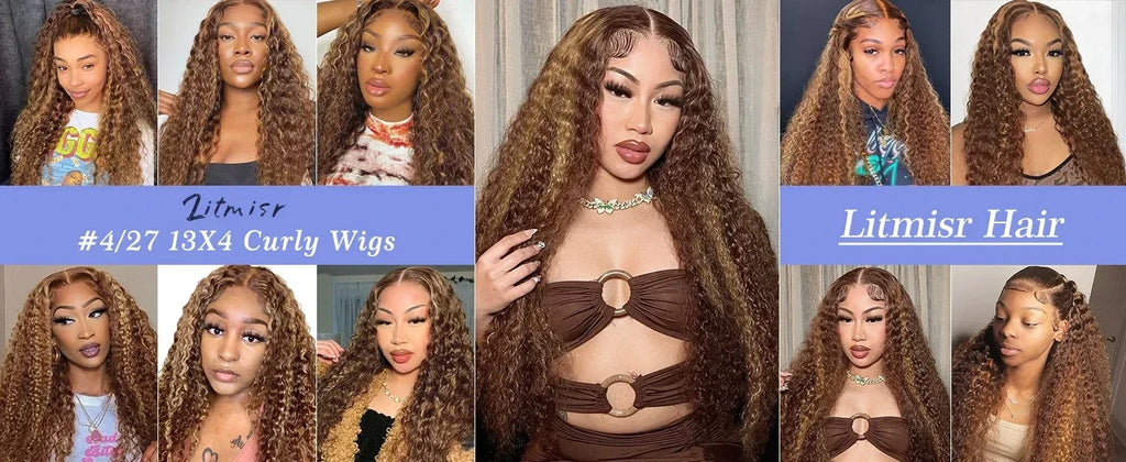 250% Highlight Deep Wave 13x6 Hd Lace Frontal Wig Human Hair Pre Plucked 30 40 Inch Brown Ombre Curly Water Wave human hair wigs