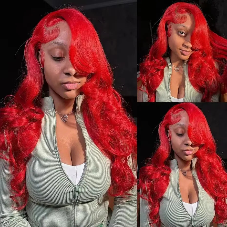 Hot Red 13x6 Hd Lace Frontal Human Hair Wigs Brazilian Colored Body Wave Lace Front Wig 13x4 4x4 5x5 Closure Wig For Women