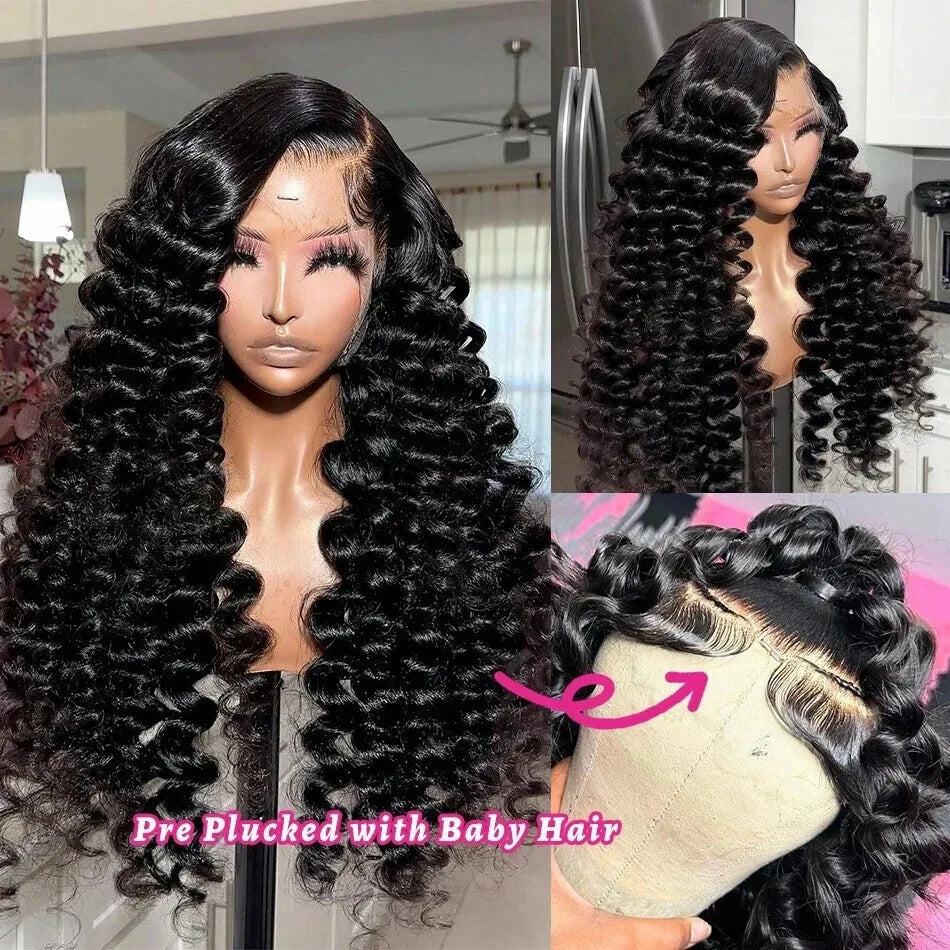 200 250 Density Water Wave 13x4 13x6 Hd Transparent Lace Front Wigs For Women Deep Wave Lace Frontal Wigs Curly Human Hair Wigs