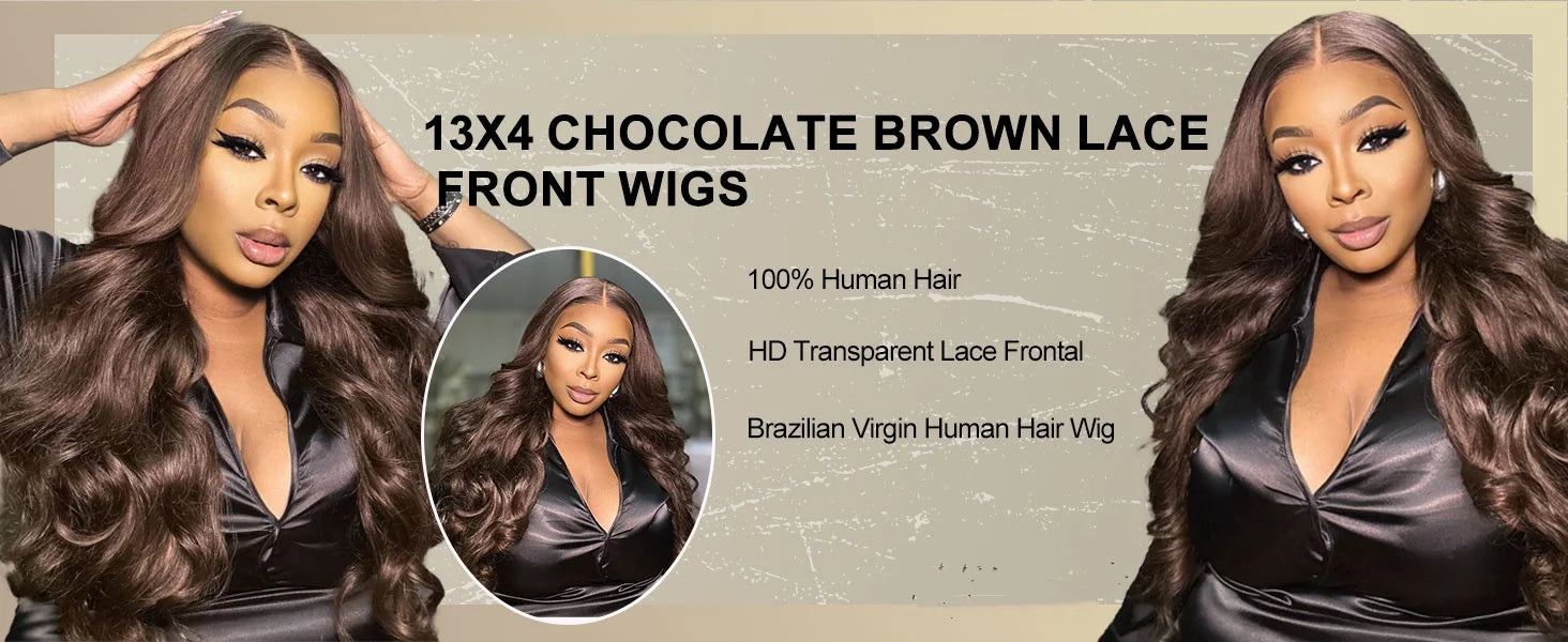 13x4 Chocolate Brown Body Wave Lace Front Wig 30 36 Inch 100% Brazilian Human Hair Wigs Lace Front Wig 13x6 Brown Wig For Women