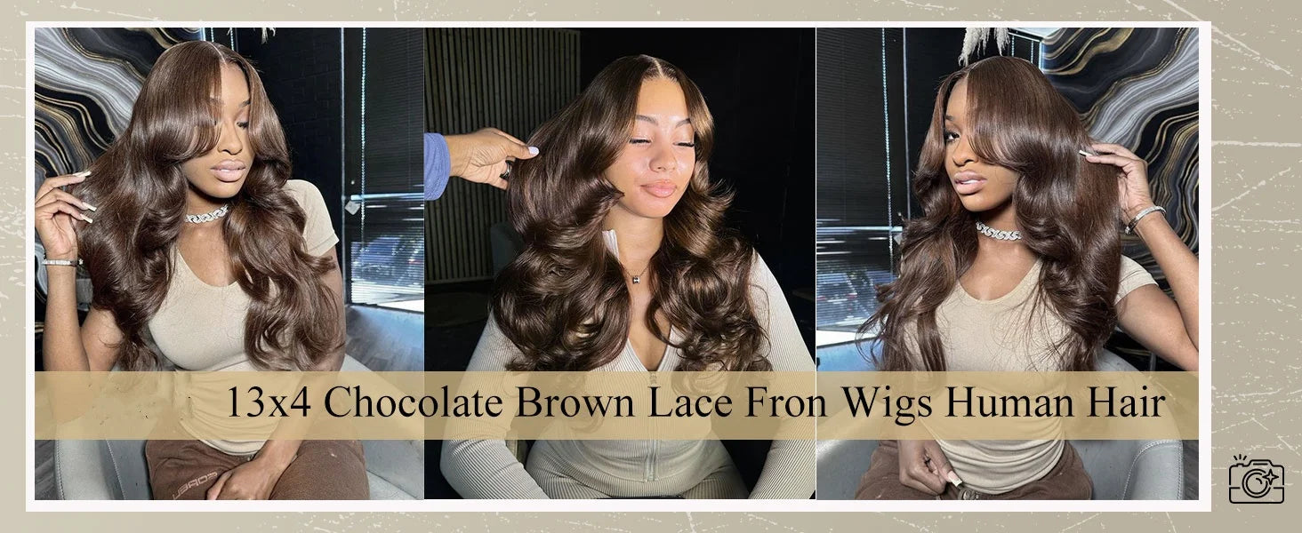 13x4 Chocolate Brown Body Wave Lace Front Wig 30 36 Inch 100% Brazilian Human Hair Wigs Lace Front Wig 13x6 Brown Wig For Women