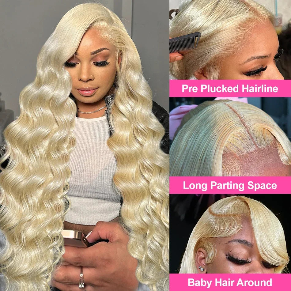 613 Body Wave Human Hair Wig 13x6 Hd Lace Frontal Wig Pre Plucked Brazilian 30 inch Blonde 613 Lace Front Wigs 13x4 Lace Wig