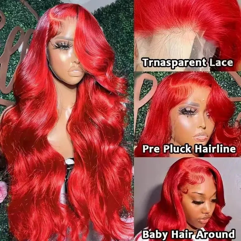 Hot Red 13x6 Hd Lace Frontal Human Hair Wigs Brazilian Colored Body Wave Lace Front Wig 13x4 4x4 5x5 Closure Wig For Women