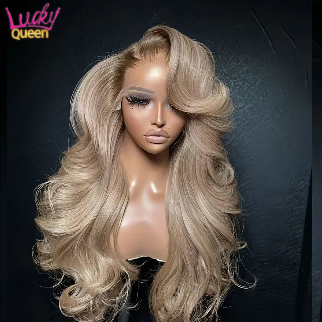 Ombre Blonde 13X4 Transparent Lace Front Human Hair Wig Brown Root Body Wave Ash Blonde 5X5 Closure Wig Pre Plucked